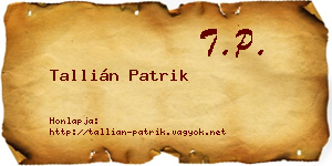 Tallián Patrik névjegykártya